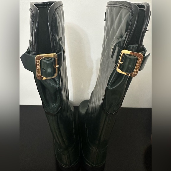 Hunter Refined Gloss quilt Tall Boots -Green - Picture 3 of 8